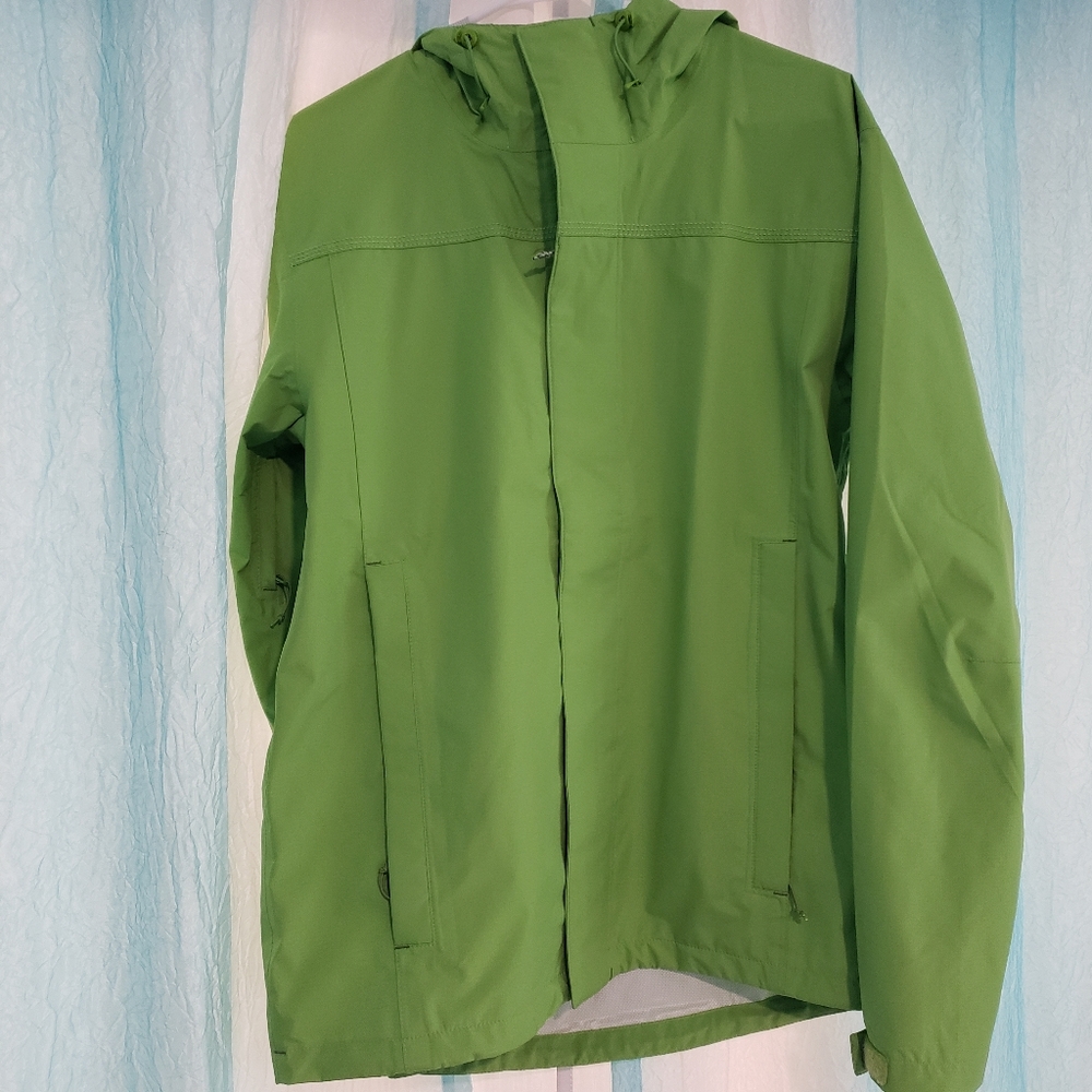 Merrell bright green active jacket with hood,pockets,and vents